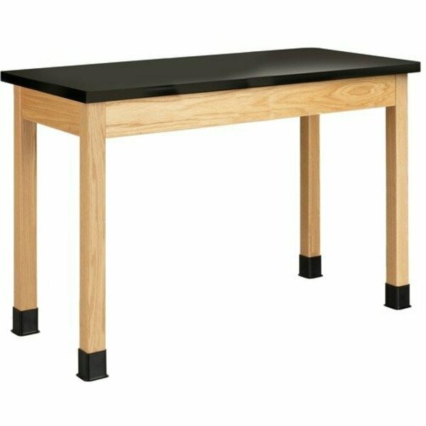 Diversified Spaces Table, Plain, ChemGuard, WoodLegs, 54inx24inx36in, Oak/BK DVWP7202BK36N